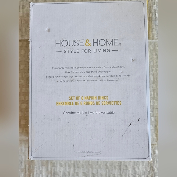 Set Of 6 Napkin Rings Genuine Marble House & Home Marble Grey White - Picture 3 of 3